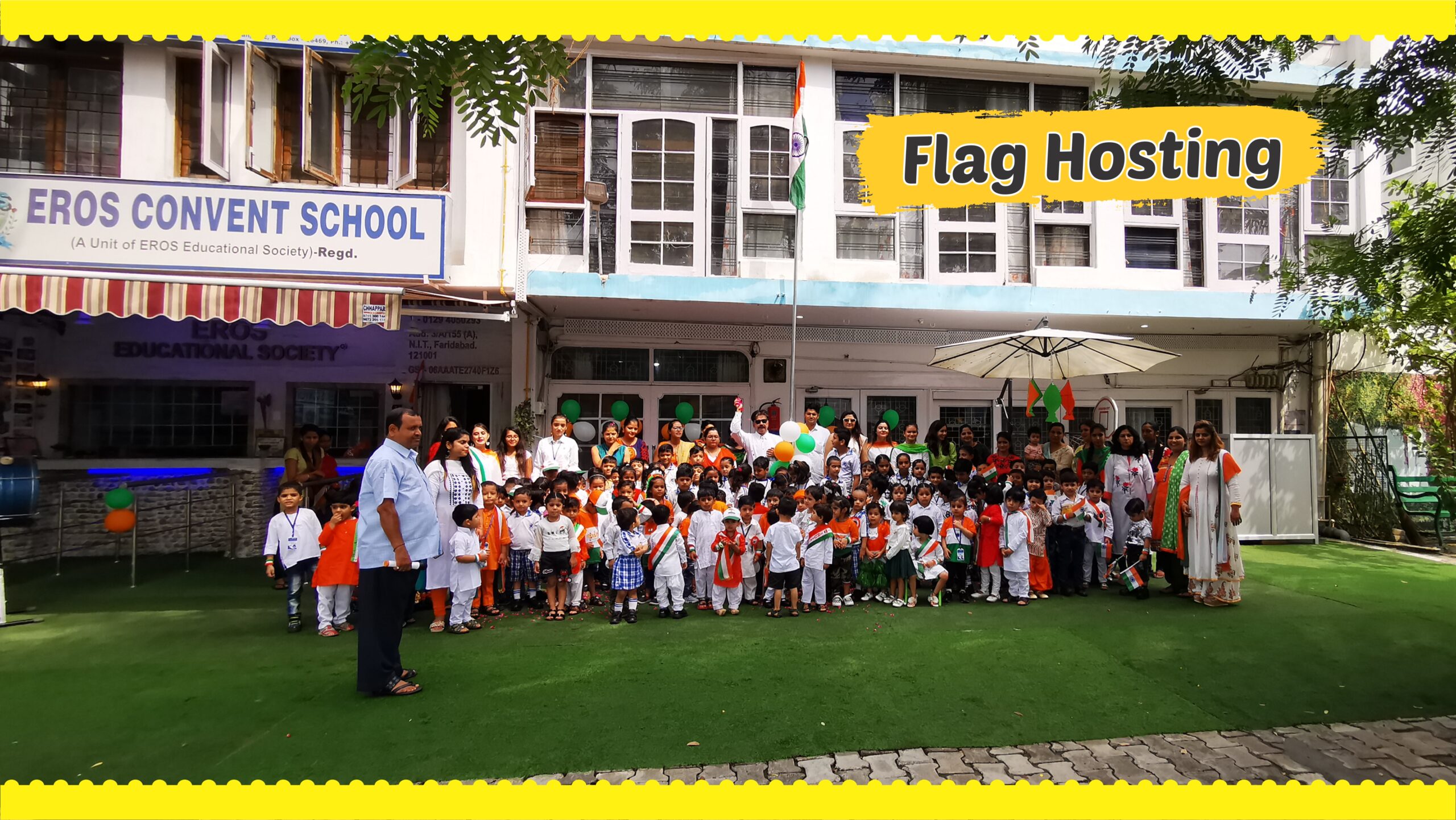 Children interacting with interactive learning tools in a modern convent classroom