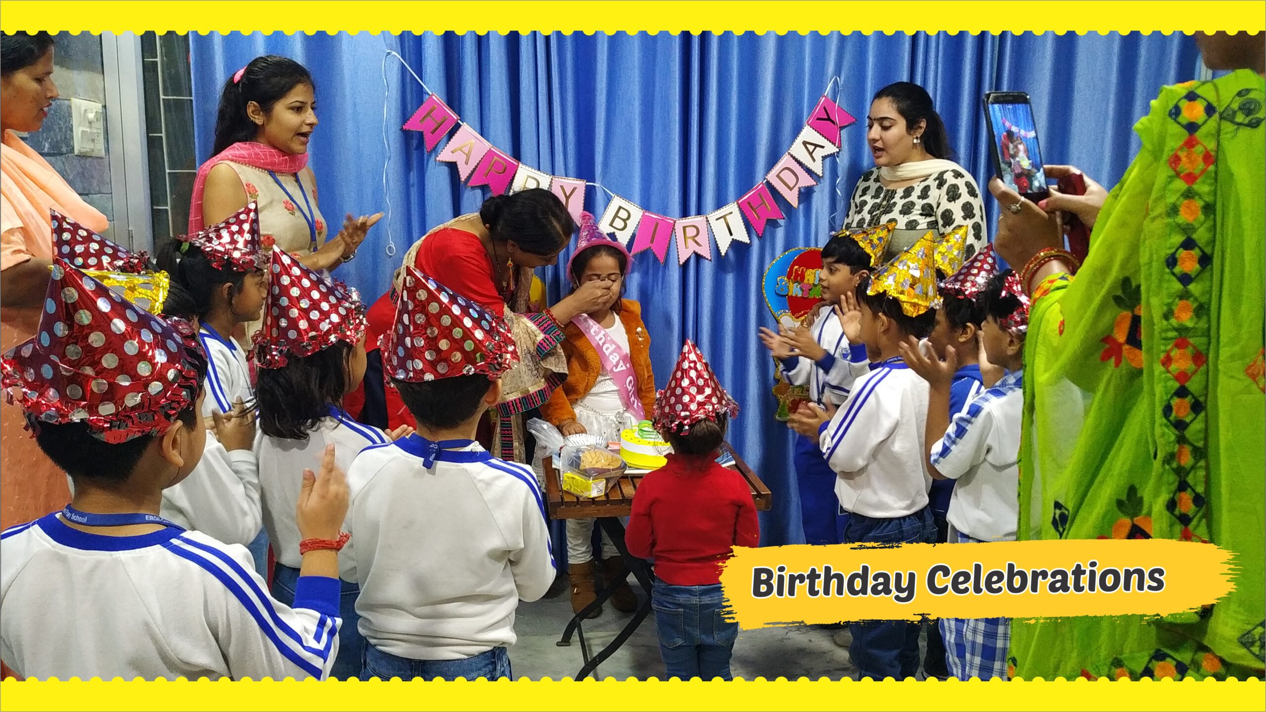 Students engaging in collaborative learning activities at EROS Educational Society campus