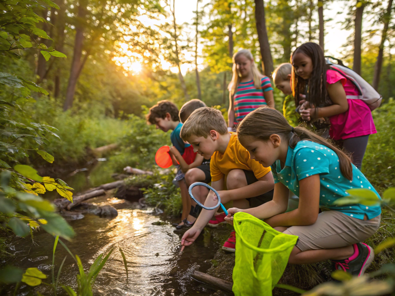 Kids participating in camp art, science, dance, and fun activities