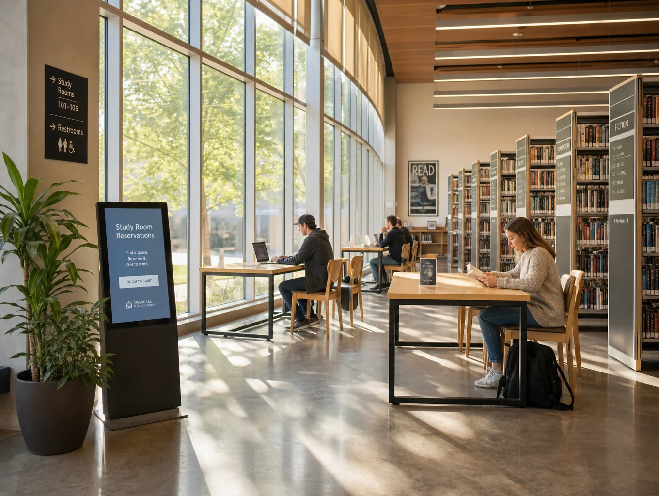 Quiet study area in the EROS Institute library